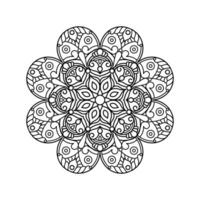 dekorativ mandala och mönster för mehndi, bröllop, tatuering, islam, indian, arabiska. översikt mandalas färg bok sida. vektor