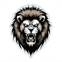 Löwe Gesicht und Kopf Vektor Kunst Aufkleber und Logo Vorlage