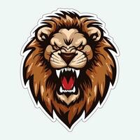 lejon ansikte och huvud vektor konst klistermärke och logotyp mall
