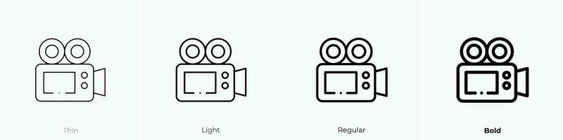 video kamera ikon. tunn, ljus, regelbunden och djärv stil design isolerat på vit bakgrund vektor