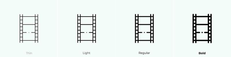 video filma ikon. tunn, ljus, regelbunden och djärv stil design isolerat på vit bakgrund vektor