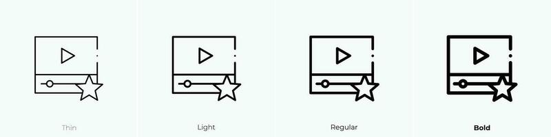 Video Spieler Symbol. dünn, Licht, regulär und Fett gedruckt Stil Design isoliert auf Weiß Hintergrund vektor