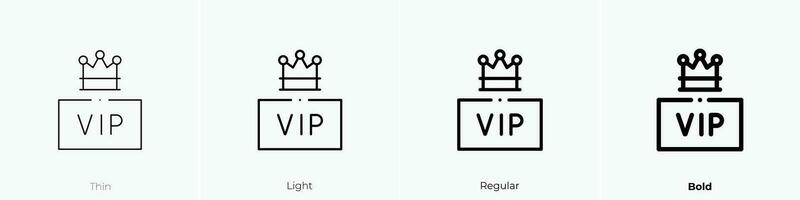 vip Symbol. dünn, Licht, regulär und Fett gedruckt Stil Design isoliert auf Weiß Hintergrund vektor