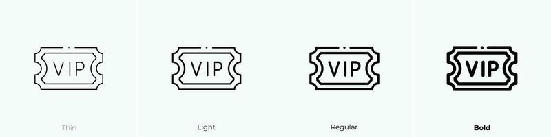 vip Symbol. dünn, Licht, regulär und Fett gedruckt Stil Design isoliert auf Weiß Hintergrund vektor