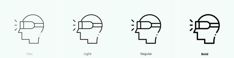 virtuell Wirklichkeit Brille Symbol. dünn, Licht, regulär und Fett gedruckt Stil Design isoliert auf Weiß Hintergrund vektor