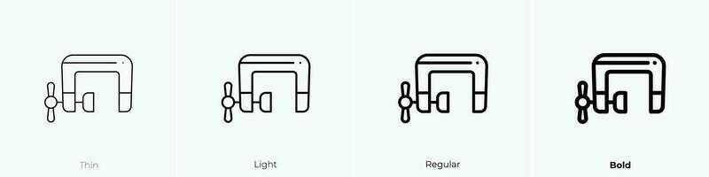 Schraubstock Symbol. dünn, Licht, regulär und Fett gedruckt Stil Design isoliert auf Weiß Hintergrund vektor