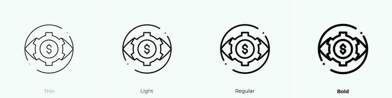 Vision Symbol. dünn, Licht, regulär und Fett gedruckt Stil Design isoliert auf Weiß Hintergrund vektor