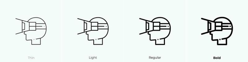 vr Brille 1 Symbol. dünn, Licht, regulär und Fett gedruckt Stil Design isoliert auf Weiß Hintergrund vektor