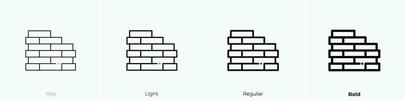 Mauer Symbol. dünn, Licht, regulär und Fett gedruckt Stil Design isoliert auf Weiß Hintergrund vektor