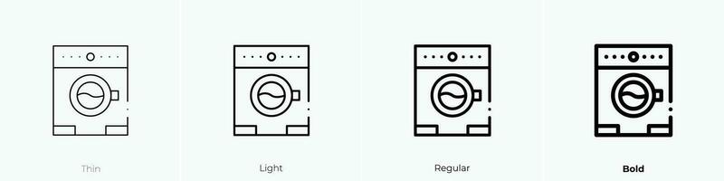 Waschen Maschine Symbol. dünn, Licht, regulär und Fett gedruckt Stil Design isoliert auf Weiß Hintergrund vektor