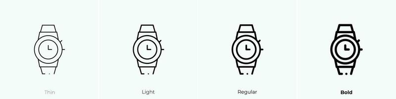Uhr Symbol. dünn, Licht, regulär und Fett gedruckt Stil Design isoliert auf Weiß Hintergrund vektor