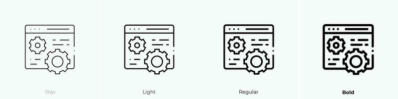 Netz Instandhaltung Symbol. dünn, Licht, regulär und Fett gedruckt Stil Design isoliert auf Weiß Hintergrund vektor