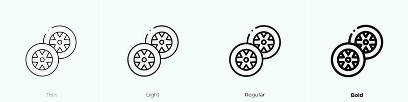 Räder Symbol. dünn, Licht, regulär und Fett gedruckt Stil Design isoliert auf Weiß Hintergrund vektor