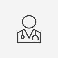 Arzt, Arzt mit Stethoskop, medizinisch Symbol Vektor isoliert Symbol Zeichen