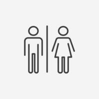 toilette, wc-tür-symbolvektor. frauen und männer wc, toilette, badezimmersymbolzeichen vektor