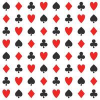 einfach Poker wiederholen Muster, Vektor nahtlos Kasino Hintergrund mit Karte Anzüge, Vereine, Herzen, Spaten und Diamanten
