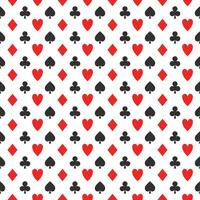 einfach Poker Muster, Vektor nahtlos Kasino Hintergrund mit Karte Anzüge, Vereine, Herzen, Spaten und Diamanten