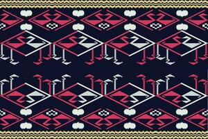 ethnisch abstrakt Ikat nahtlos Muster im Stammesstoff indisch und Maxikaner Stil. Design zum Hintergrund, Hintergrund, Illustration, Stoff, Kleidung, Teppich, Textil, Batik, Stickerei. vektor