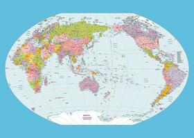 politisch Welt Karte Amerika zentriert Winkel-Tripel Projektion vektor