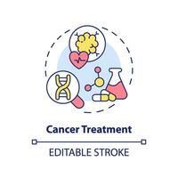 cancer behandling begrepp ikon. innovativ lösningar i onkologi behandling. Ansökan av precision medicin abstrakt aning tunn linje illustration. isolerat översikt teckning. redigerbar stroke vektor