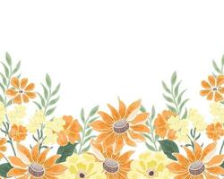 Anemone und Sonnenblume Hand gezeichnet Hintergrund vektor