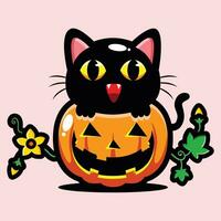 süß schwarz Katze feiern Halloween vektor