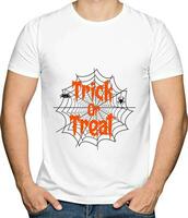 lura eller behandla Spindel Lycklig halloween t skjorta design vektor