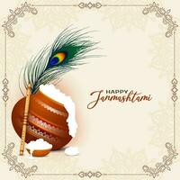 glücklich Janmashtami Hindu Festival Hintergrund Design vektor