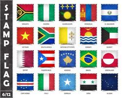 stämpel med officiellt landflaggmönster och gammal grungestruktur och ländernamn. fyrkantig form . vektor . sätt 6 av 12 i denna serie. alla nationella flaggor i världen.