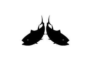 Paar von das Thunfisch Fisch Silhouette, können verwenden zum Logo Typ, Kunst Illustration, Piktogramm, Webseite oder Grafik Design Element. Vektor Illustration