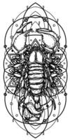 tätowieren Kunst Skorpion Zeichnung und skizzieren schwarz und Weiß vektor