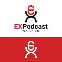 brev e x ex xe mikrofon podcast utsända logotyp vektor