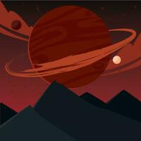 isoliert farbig futuristisch scifi Landschaft mit Planet auf Hintergrund Vektor