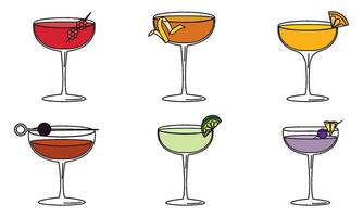 einstellen von farbig tropisch Cocktail skizzieren Symbole Vektor