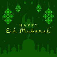 glücklich eid Mubarak Hintergrund Grün Design vektor