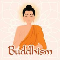 isoliert Buddha süß Charakter Buddhismus Konzept Vektor