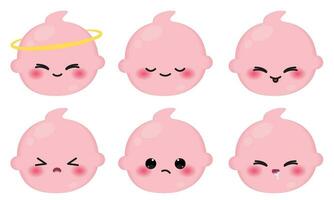 einstellen von farbig süß Baby Emoji Symbole Vektor
