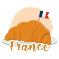 isoliert farbig Französisch Croissant mit ein Flagge Frankreich Konzept Vektor