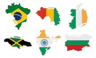 uppsättning av färgad latin amerikan Land Kartor med dess flaggor vektor