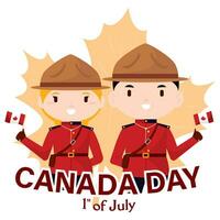 glücklich Kanada Tag Poster Paar von Wald Ranger Zeichen Vektor