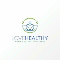 Logo Design Grafik Konzept kreativ abstrakt Prämie Vektor Lager Zeichen Silhouette Liebe, Blätter, und Lotus. verbunden zu gesund Pflege Meditation Yoga