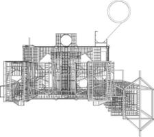 3d illustration av industriell byggnad vektor