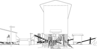 3d illustration av industriell byggnad vektor