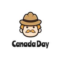 söt oldman Kanada dag logotyp tecknad vektor ikon illustration