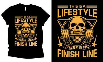 diese ist ein Lebensstil Dort ist Nein Fertig Linie Fitness Fitnessstudio T-Shirt Design. vektor