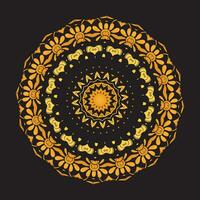 Luxus Zier Mandala Design Hintergrund im Gold, Luxus Hochzeit Einladung, Zier Blumen- Ecke rahmen, schwarz Hintergrund mit Gold Mandala Dekoration vektor