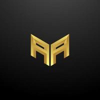 aa Logo Monogramm Brief Initialen Designvorlage mit Gold 3D Textur vektor