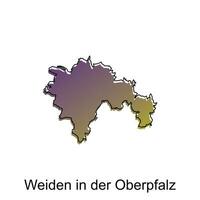 Karte von weiden im der oberpfalz Illustration Design. Deutsche Land Welt Karte International Vektor Vorlage