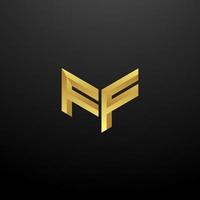 ff logo monogram brev initialer formgivningsmall med guld 3d konsistens vektor