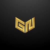 gn-Logo-Monogramm-Buchstaben-Initialen-Design-Vorlage mit goldener 3D-Textur vektor